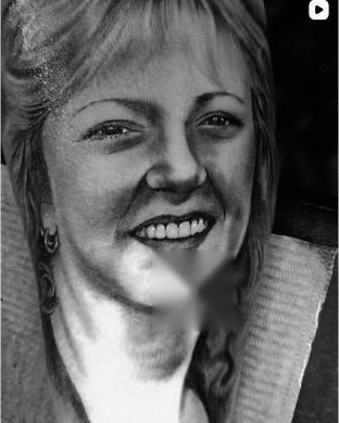 Black and grey realism portrait tattoo of a smiling woman, by Thelmo