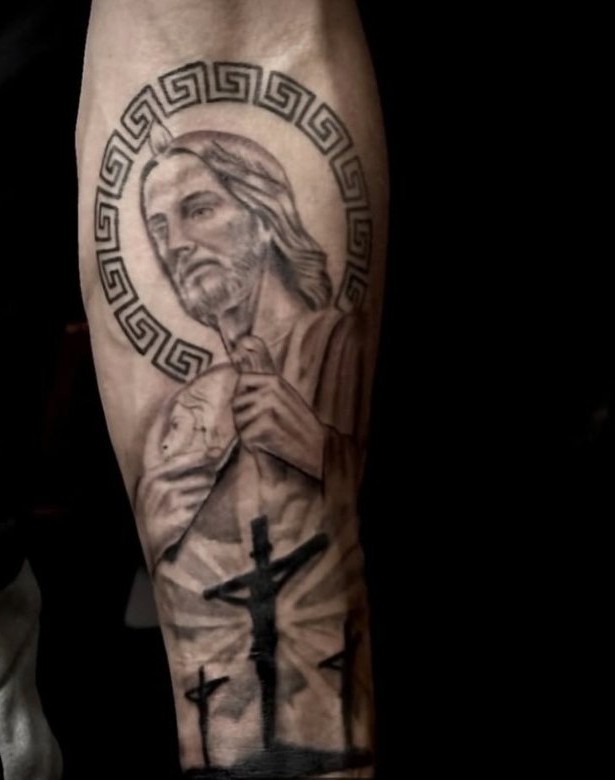 Religious portrait forearm piece by Geo