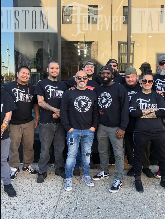 The Forever Custom Tattoos team outside the shop in downtown Bridgeport